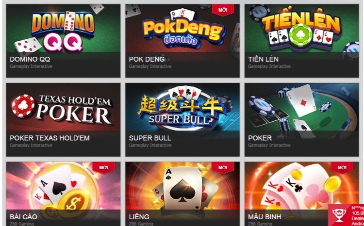 Các trò chơi casino online hấp dẫn tại W88 